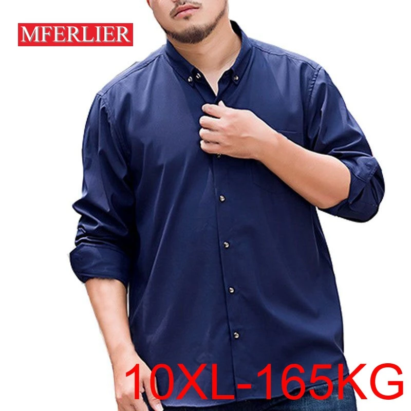 

Рубашка MFERLIER Мужская, 5 цветов, обхват груди 160 см, 5XL, 6XL, 7XL, 8XL, 9XL, 5 цветов, осень-весна