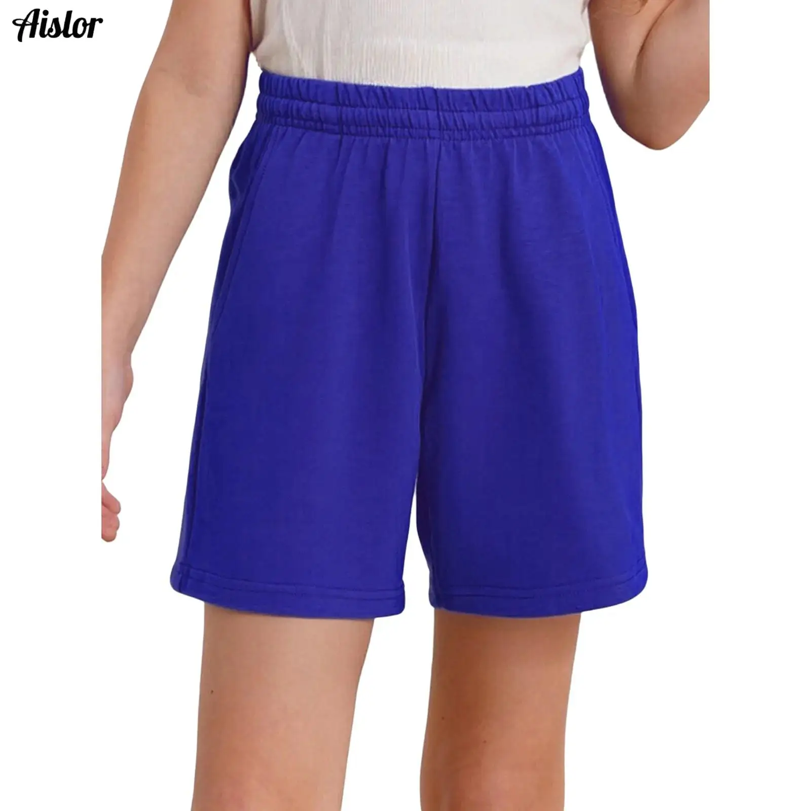 

Kids Girls Boys Shorts Drawstring Elastic Waistband Solid Color Shorts Pants with Pockets for School Running Workout Exercise