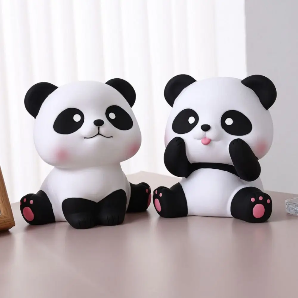 Easy to Use Cute Design Panda Piggy Bank Unbreakable Anti-fall Sitting Panda Saving Box Cartoon Animals Ornaments Boys and Girls
