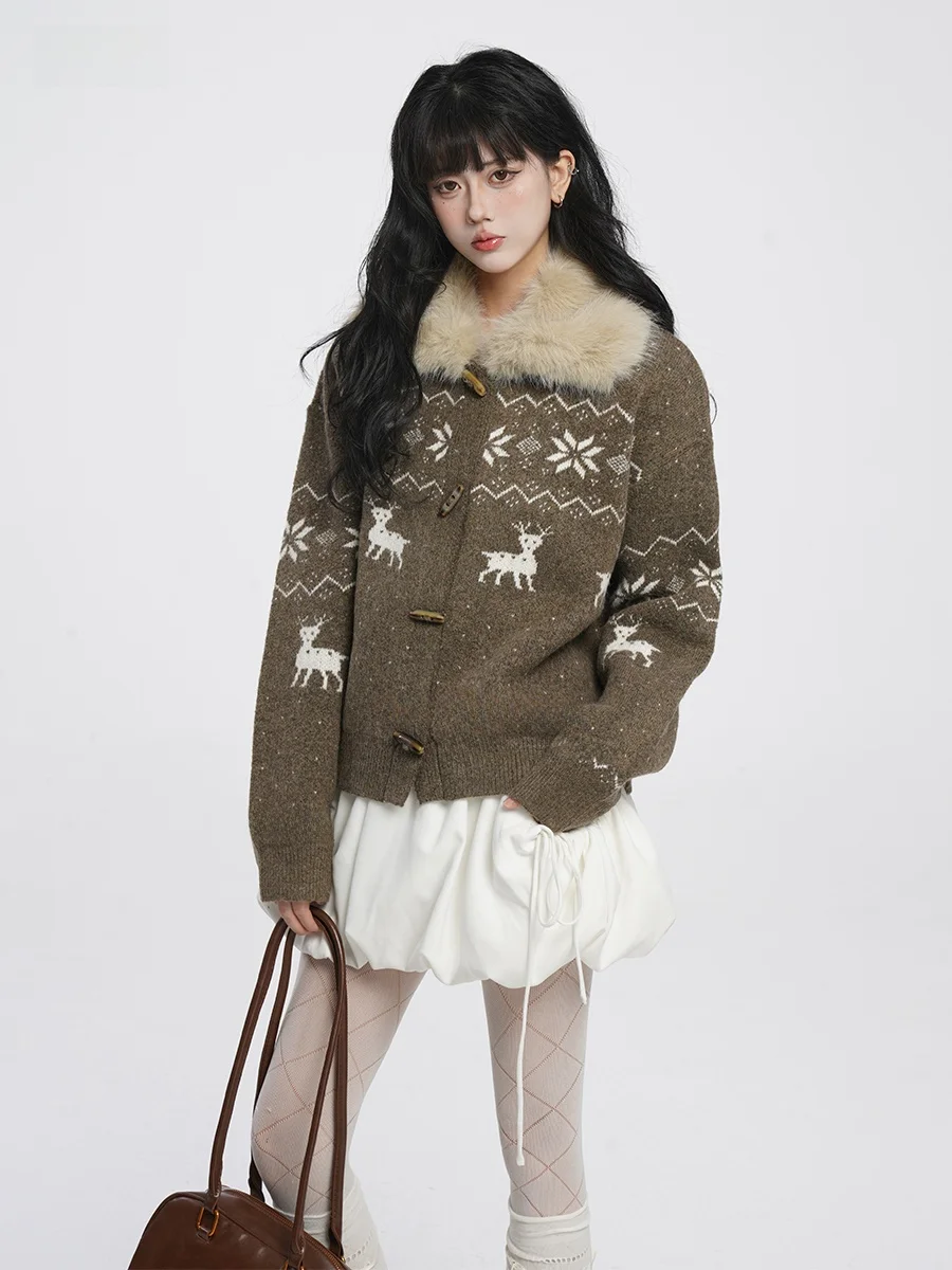 

Утепленное красное пальто-свитер Vee2 для женщин: милое зимнее пальто с меховым воротником, прямого кроя, из мягкой смеси акрила и полиэстера