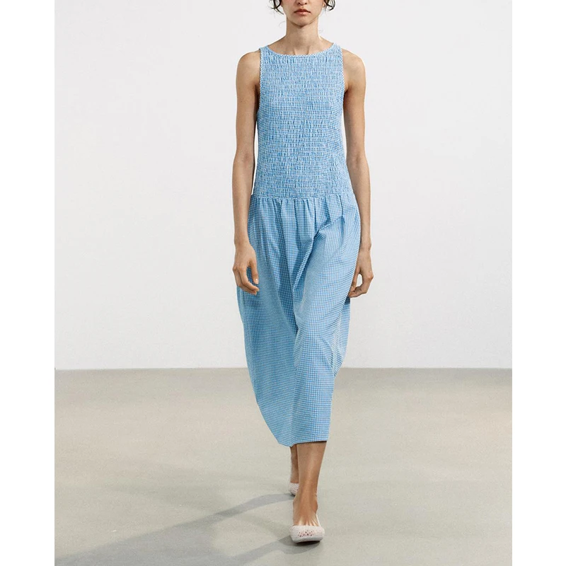 Été nouveauté femmes Midi Dr colmage motif élastique rond Ne Svel 3067329 3067229 décontracté taille haute a-ligne...