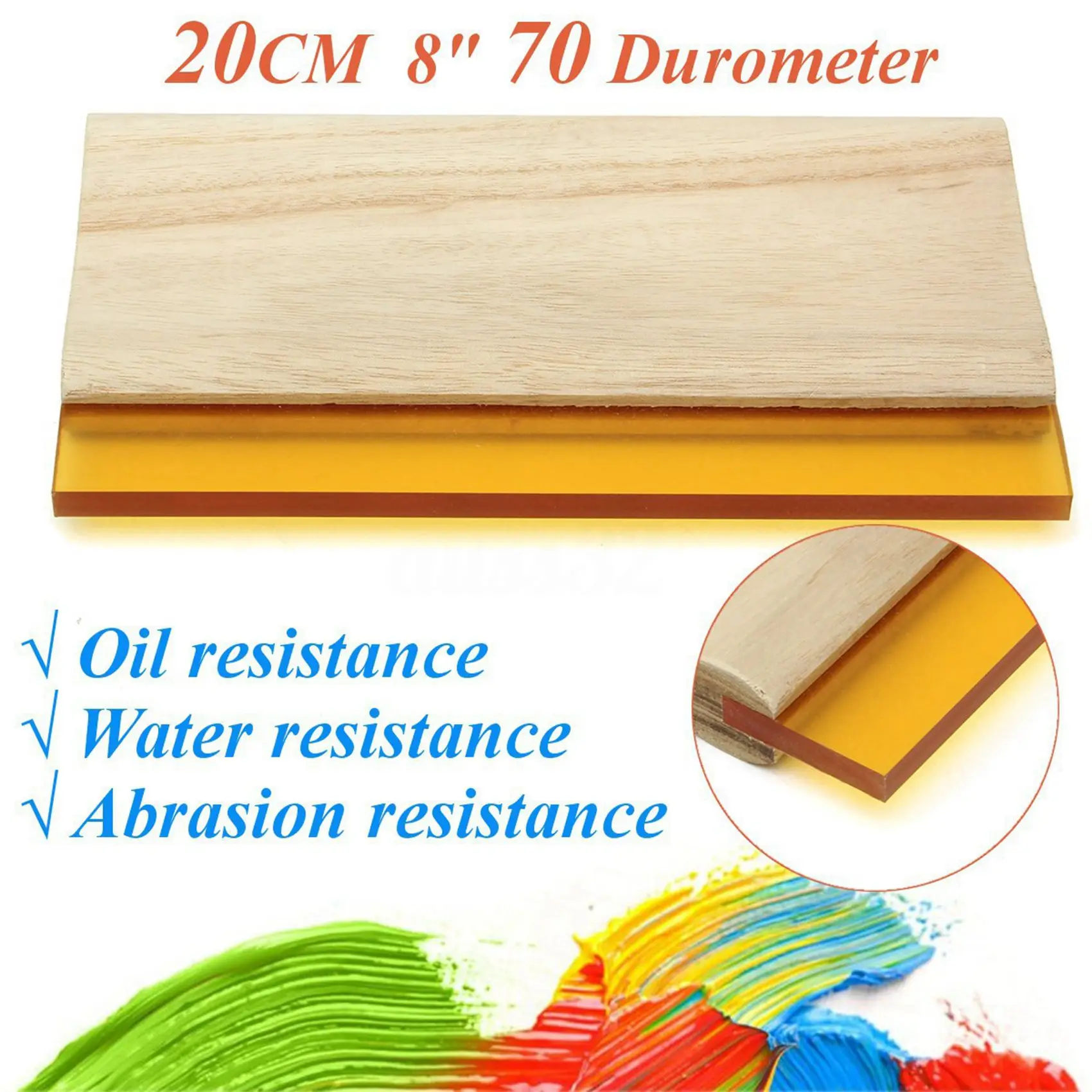 ABGH-5X 8 Inch Silk Screen Printing Press Squeegee Single 70 Durometer Ink Scraper Tools