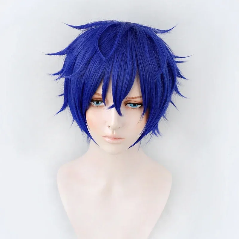 Ensemble Stars Cosplay Wigs Sazanami Jun Blue Short Heat Resistant Synthetic Hair Anime Costume Play Wig Eden Eve + Wig Cap