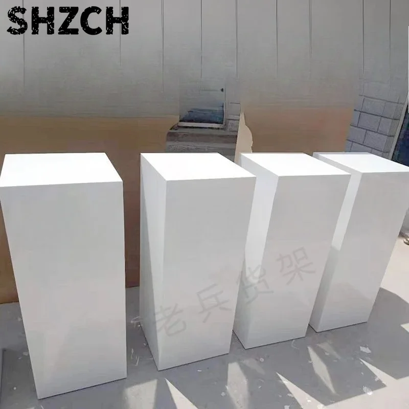 ‌Square White Display Stand Lacquered Pedestal for Sculpture Art Showcase Platform Museum Exhibition Table Premium Display Stand
