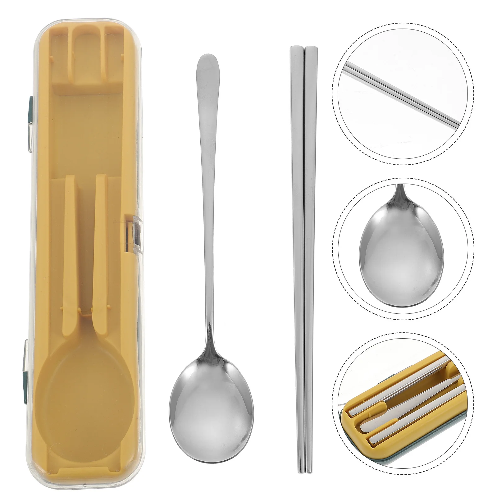

1Set Stainless Steel Cutlery Set Portable Durable Tableware for Outdoor Camping Picnic Portable Spoon Chopsticks Box
