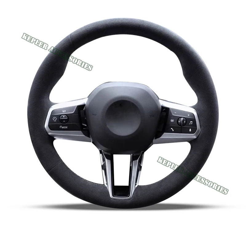 Alcantara Steering Wheel Cover Genuine Leather Black Thread Car Accessoires Specifically For BMW X1 U11 2023-2024 X2 U10 2024