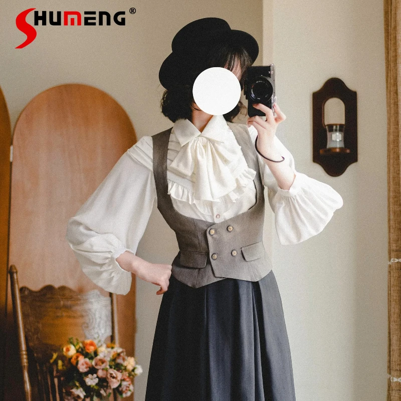 

Original Sweet Elegant Cla Lolita Long Sleeve Shirt Spring and Autumn Girl's Slim Elegant Shirt Women's French Elegant Blouses