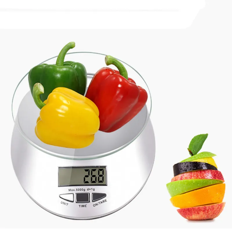 5kg* 0.1G Kitchen Clock with a Clock Food Baking Scale Household Mini Electronic Scales High Precision Medicine Scale