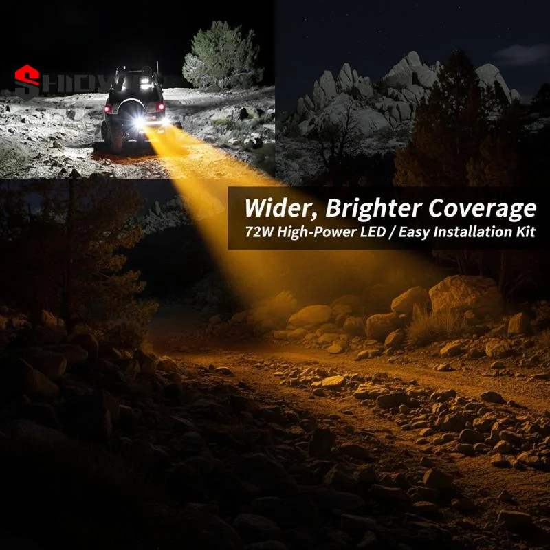 One 72W LED Work Light for Cars; 4x4 24 LEDs Offroad Bar; SUV ATV Vehicles; Trucks & Excavator; 12-60V Beam Combo Unit