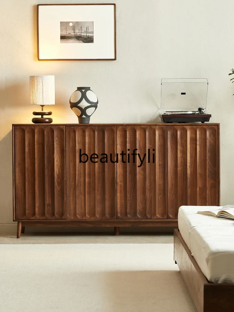 

North American black walnut dining side cabinet, solid wood texture locker, , entrance cabinet, multi-layer storage cabinet0746