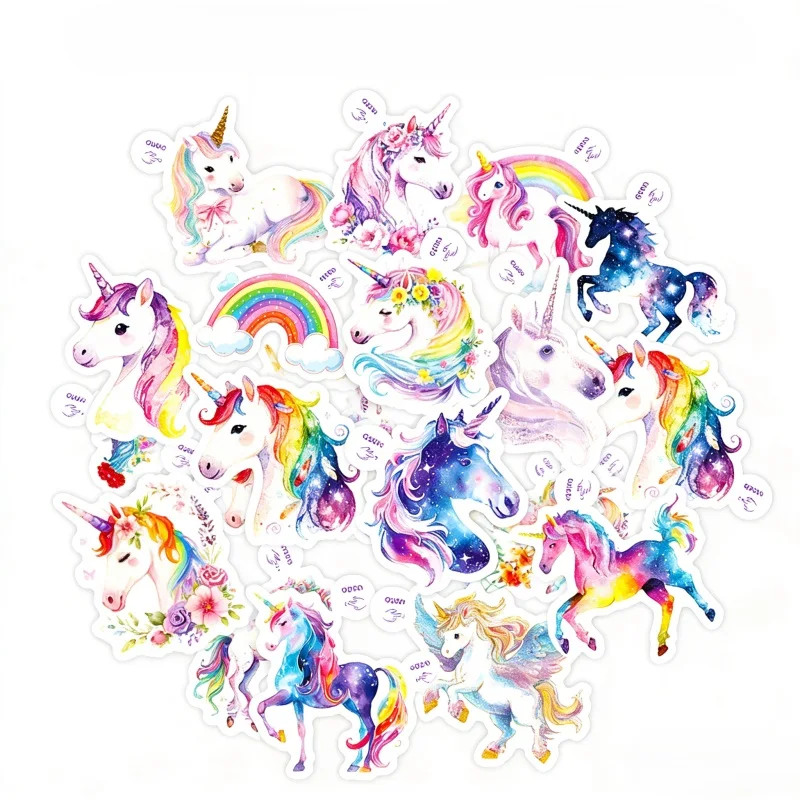 10/30PCS Colored Cute Unicorn Sticky PVC Sticker DIY Laptop Luggage Skateboard Decoration Scrapbooking for Kids