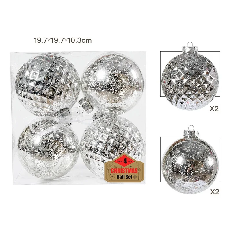 Esferas-Christmas Plastic Ball Ornaments, Hanging Bauble Pendants, Xmas Decor for Home, New Year, 10cm