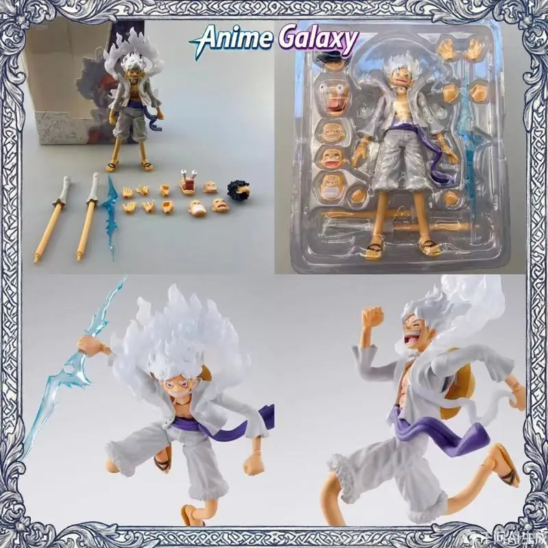 

Коллекционная фигурка One Piece Gear 5 Луффи в форме Бога Солнца Ника, подвижная, со сменными лицами и множеством аксессуаров, аниме-модель, статуэтка