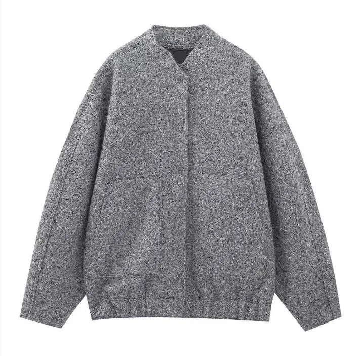 2025 Autumn New Popular Women's Clothing Stand Up Collar Pocket Loose Pilot Jacket