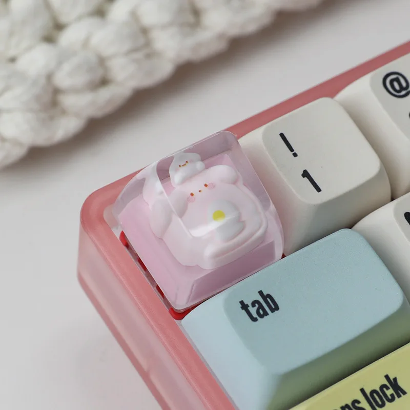 Spot personalized resin Epoxy translucent cute cat keycap cross axis mechanical keyboard keycap single height