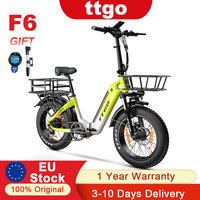 ttgo F6 Electric Bike,20” Electric Bicycle with Bicycle Basket,250W Motor 36V25Ah Removable Battery,4.0 Fat-Tire Mountain Ebike