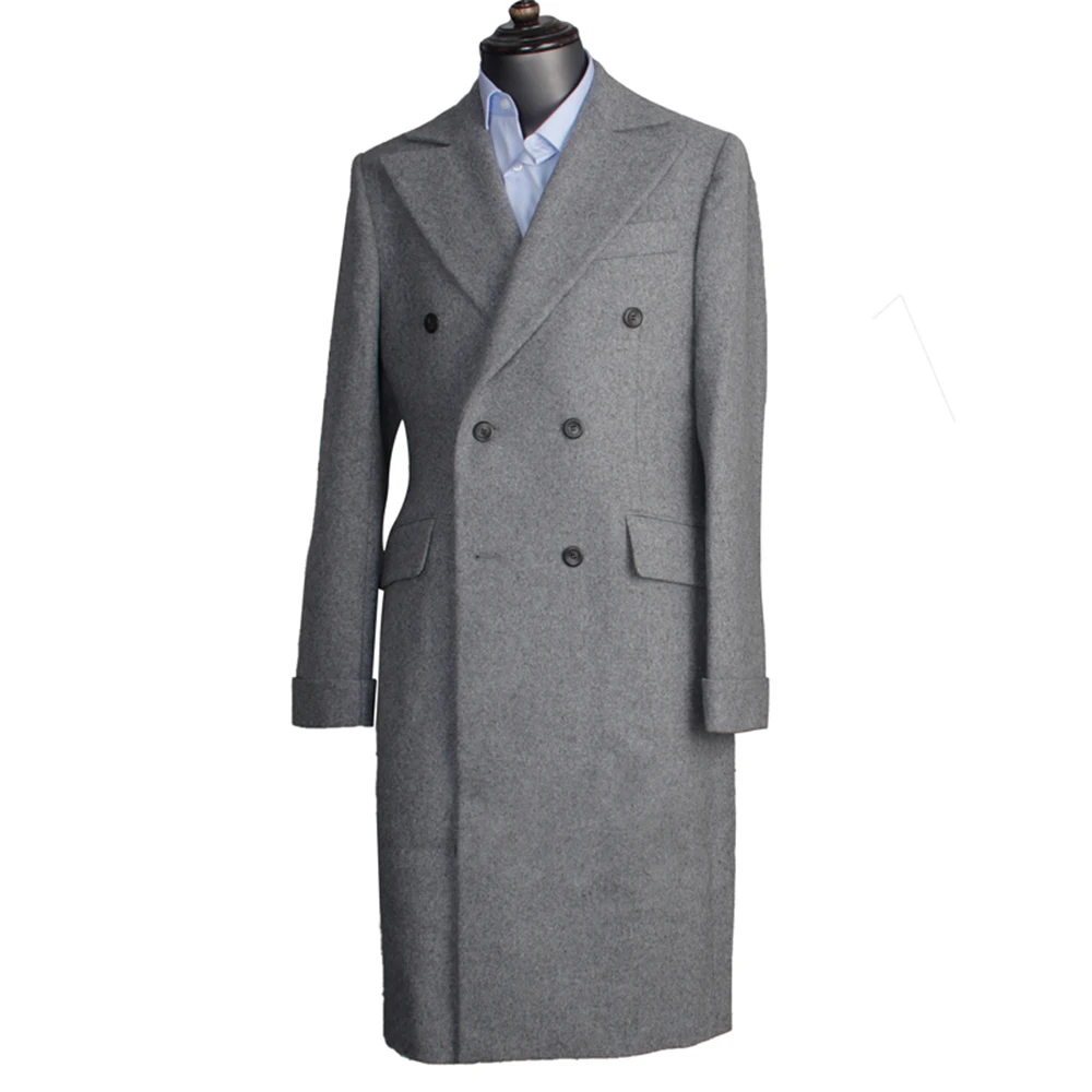 

2026 Fashion Designer Luxury 100% Wool Topcoat With Cuff Double Breasted Men Long Coat Heavy Wool Overcoat Winter Coats For Men