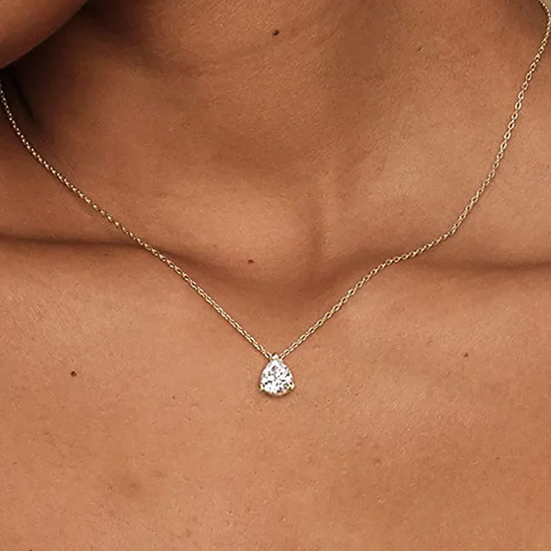 Kryształy krople naszyjnik dla kobiet koreański moda złoty geometryczny diamentowy łańcuch Choker na akcesoria na szyję biżuteria N511