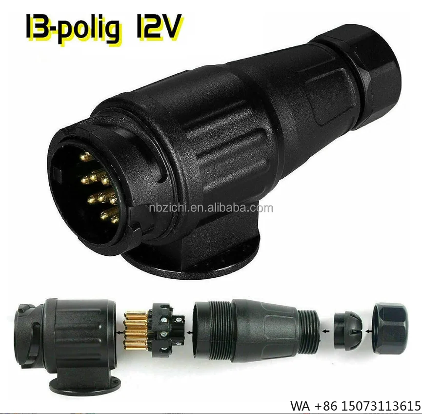 

13-контактный адаптер для прицепа для грузовых автомобилей, тракторов, лодок, караванов