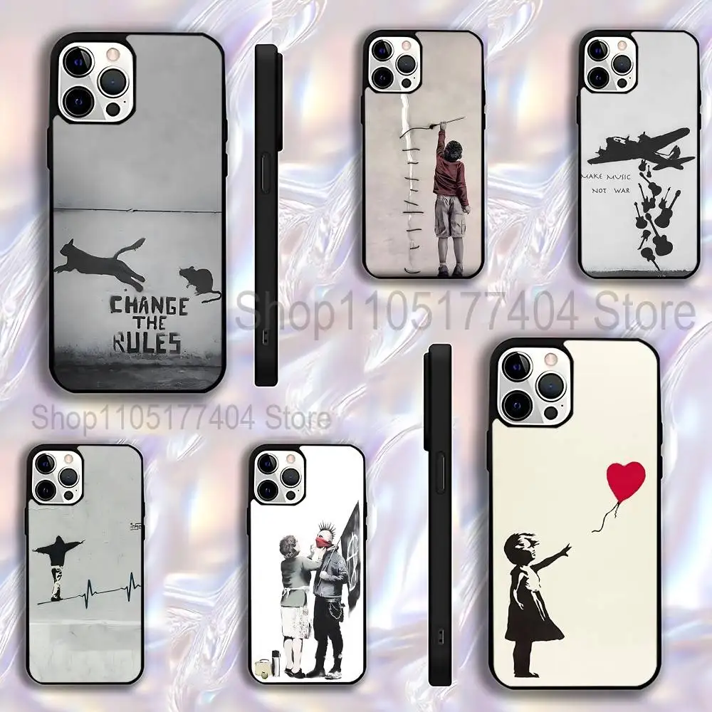 

Graffiti B-Banksy Artist-es Phone Case For iPhone 17,16,15,14,13,12,11,Pro,Max,Plus,E,Air,Mini Protective Black Cover