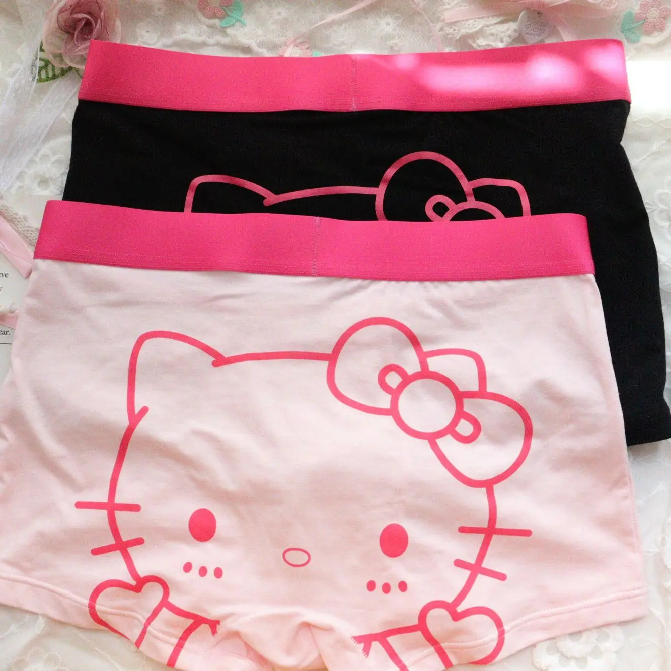 New Cute Hello Kitty Printed Boyshort mutandine per uomo, cotone Cute Pink Underwear Fashion Cartoon Boxer da uomo