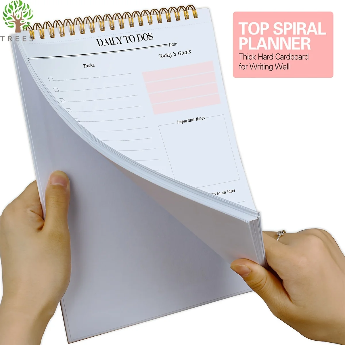 Daily To-Do List Notepad Spiral Simplified Task List Planner Time Management Planner Notebook with Goals, Notes, Undated Agenda