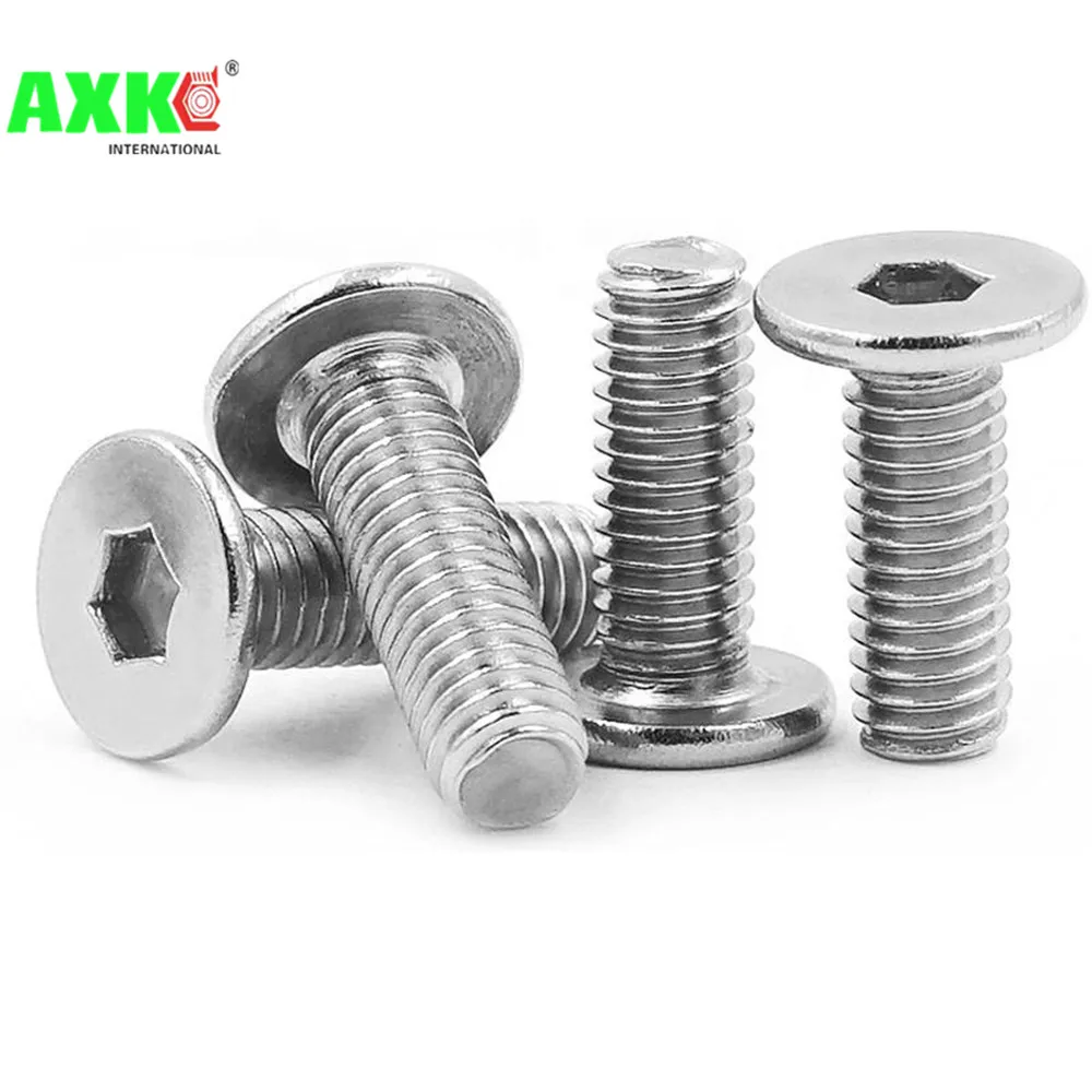 5/50pcs CM M2 M2.5 M3 M4 M5 M6 M8 A2-70 304 Stainless Steel Hex Hexagon Socket Ultra Thin Super Low Flat Wafer Head Screw Bolt