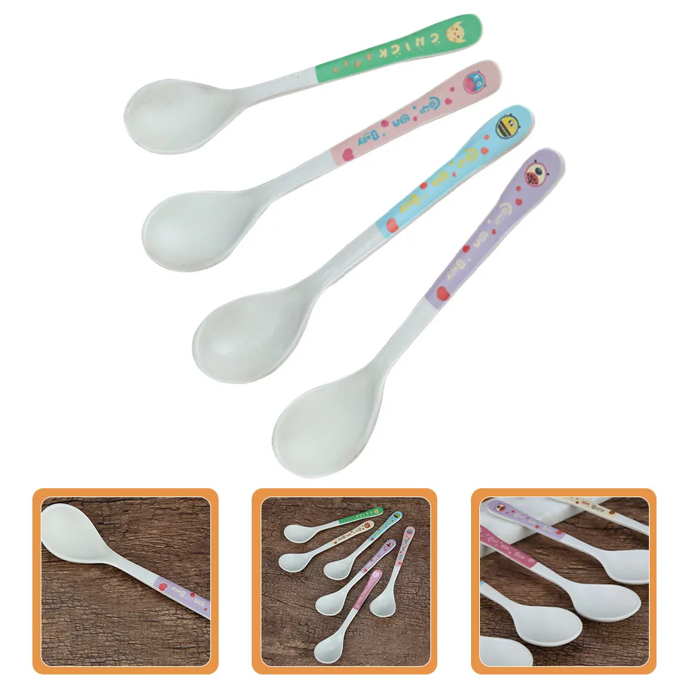 

4Pcs Weaning Spoons Set Baby Feeding Utensils Soft Silicone Head Toddler Training Spoon Reusable Mealtime Essential