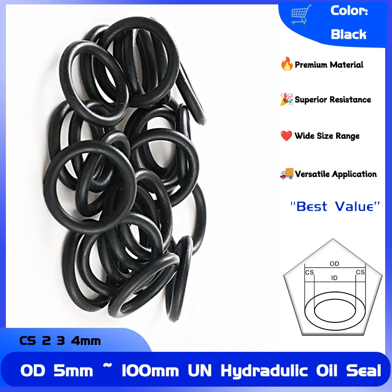 

10pcs Black NBR O-Ring CS 2 3 4mm OD 5mm ~ 100mm Nitrile Rubber Gasket Sealing Washer Round O Type Corrosion Oil Resist o-ring