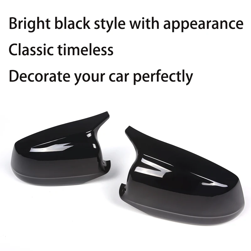 Oxhorn Style Gloss Black Plastic Car Door Wing Side Rearview Mirror Shell Covers For BMW 5 Series F10 F11 Pre-LCI 2010 - 2013