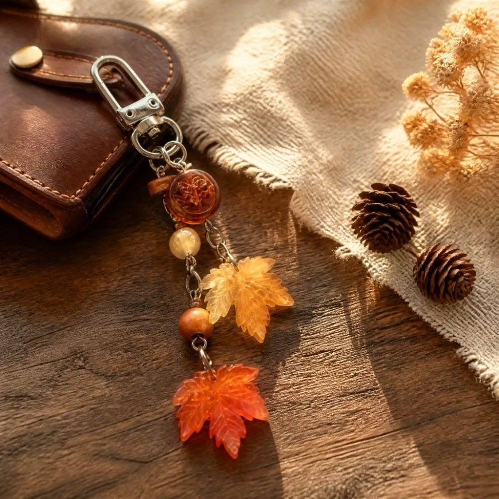 Camera Keychain Autumn Maple Leaf Maple Leaf Keychain Simple Versatile Mobile Pendant Personalized Resin Bag Charms Gift