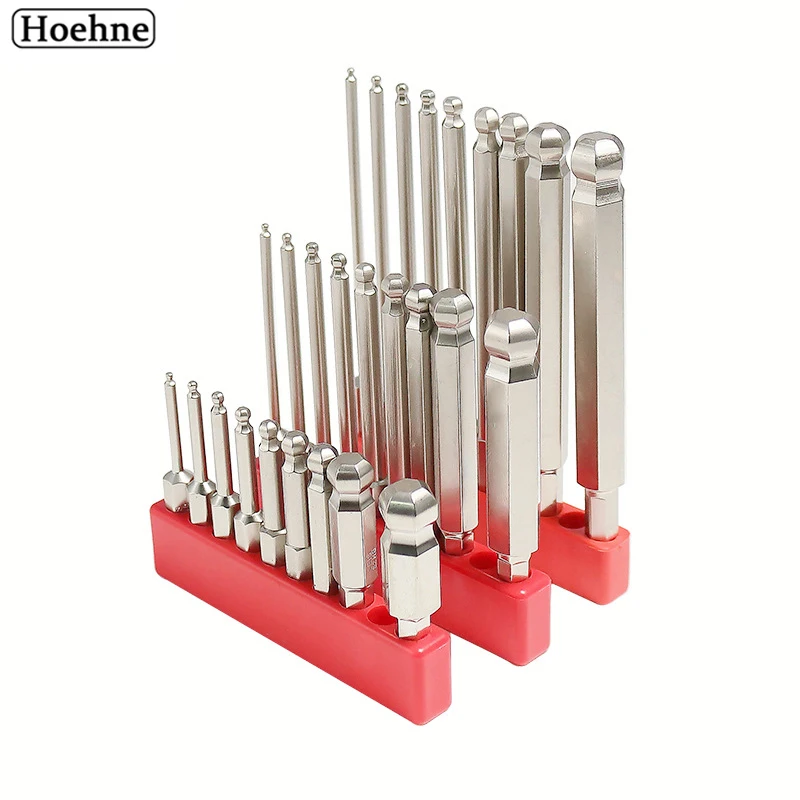 

Magnetic Inner Hex Ball End Hex Screwdriver Bits Set 1/4 Inch 50/75/150mm Ball Head Driver Bit H3 H4 H5 H6 Bit Set strengthen