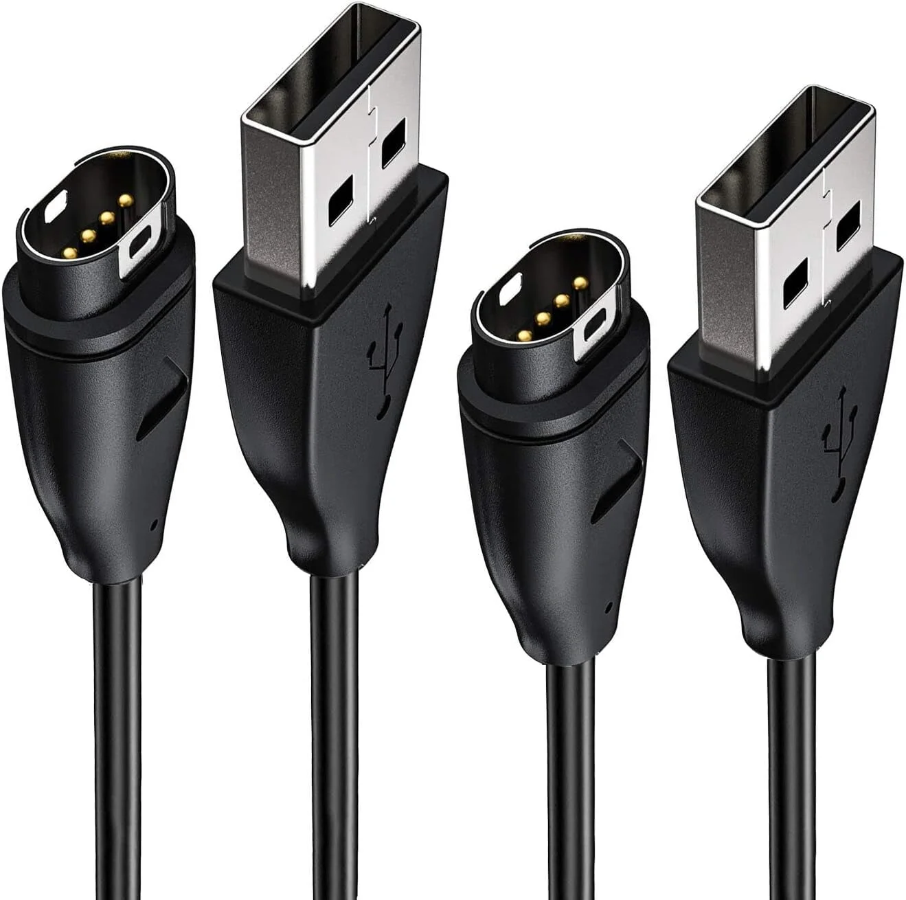 The 2-Pack replacement charger works with the Garmin USB smartwatch charger charging cable