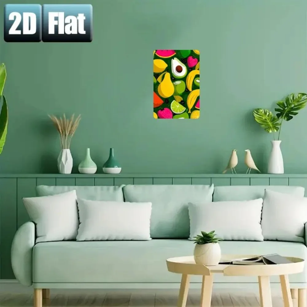 1pc 2D Flat Custom Mixed Fruit Tin Sign 8x12 Inch Avocado Banana Strawberry Pre-drilled Wall Decor For Restaurant Garage Door On