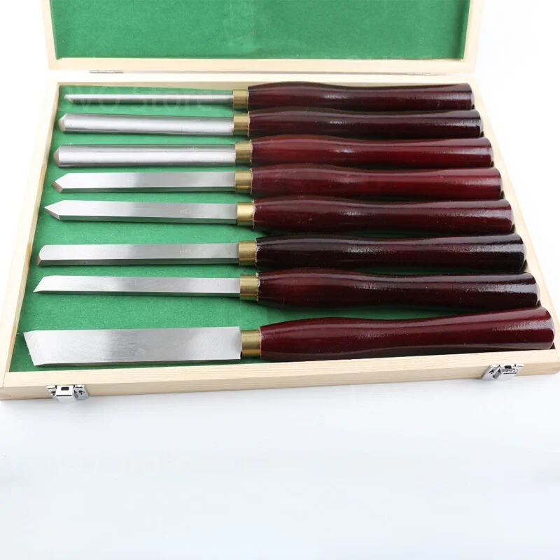 Woodworking turning tools 8-piece wooden box packaging high-grade 8PCS high-speed steel