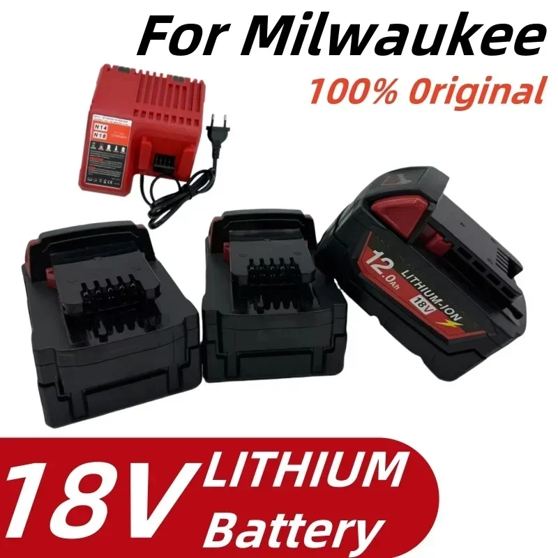 

6,0 Ач/9,0 Ач/12,0 Ач для Milwaukee M18, 18 В, замена для Milwaukee M18B5 XC, литий-ионный аккумулятор 48-11-1815 2604-20, зарядное устройство 48-11-1850