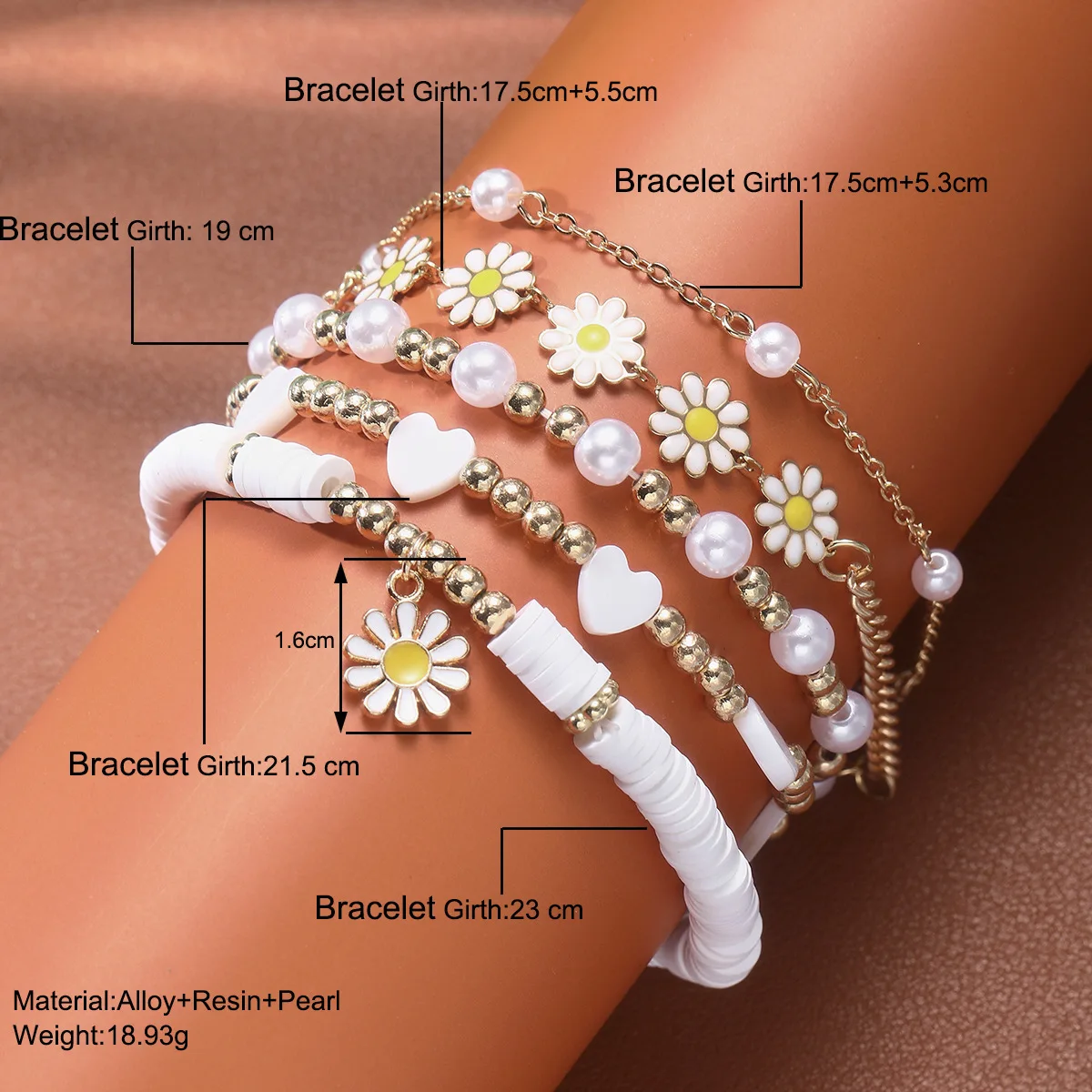 4pcs Vintage Unique Design Elegant Delicate Small Daisy Flower Butterfly Bracelet setWomen Jewelry Wedding Party Gift Wholesale