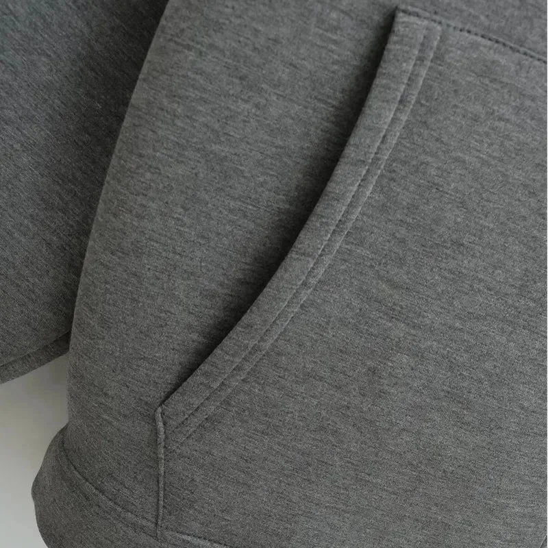 Women Fashion Casual Zipper Hoodie Jackets 2025 Spring Vintage Street Solid Long Sleeve Pockets Loose Outerwear Top Casual Coats