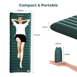 Self-Inflating Sleeping Pad with Built-in Pump - Compact Camping Mattress for Backpacking, Hiking, Traveling, and Outdoor Use