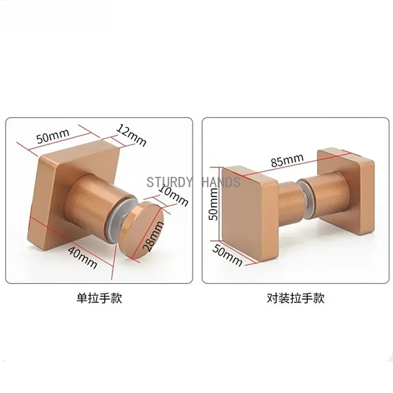 Square Glass Door Knobs Aluminium Alloy Barn Door Handle Bathroom Sliding Door Pulls Furniture Hardware Kitchen Cabinet Handles