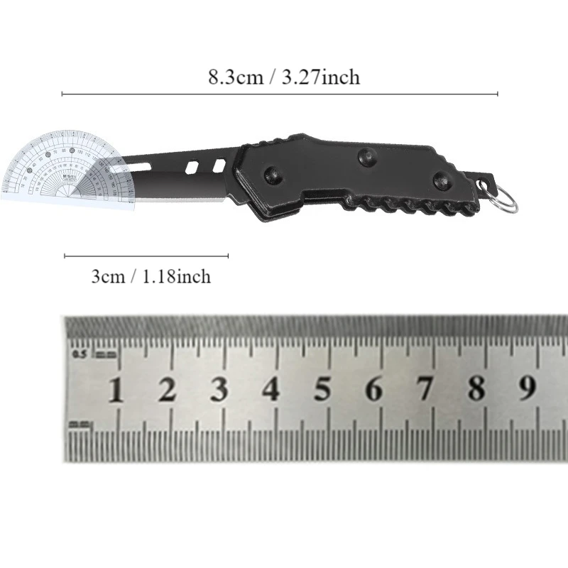 New Stainless Steel Unpacking Folding Pocket Knife Keychain Pendant Portable Outdoor Black Mini Fruit Knives Self-defense Knife