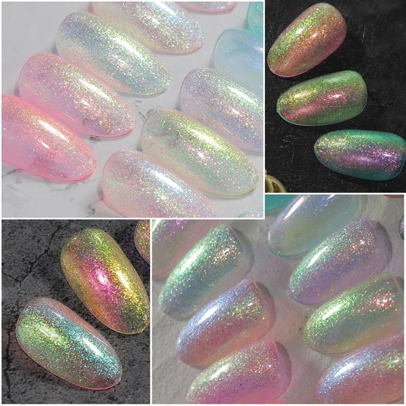 7,5 ml Aurora Chameleon Glitter Dazzling Pearl Gel Nagellack Schimmer Meerjungfrau Nagelgel Soak Off UV LED Semi-Permanent Lack