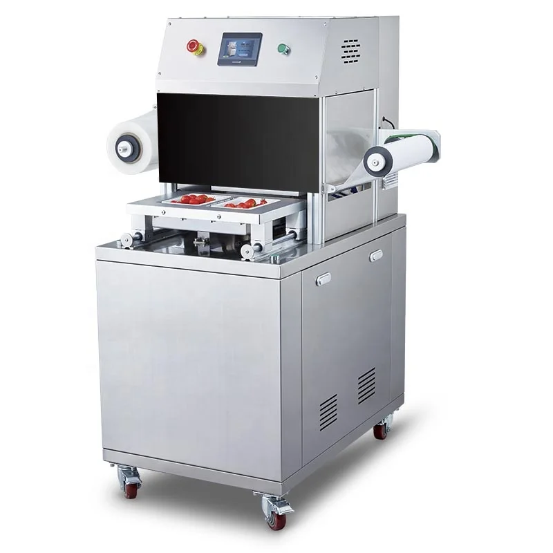 Vacuum Tray MAP Sealing Machine Nitrogen Gas Automatic Food Meat Poultry Tray Sealing Machine Tray Vacuum Sealer