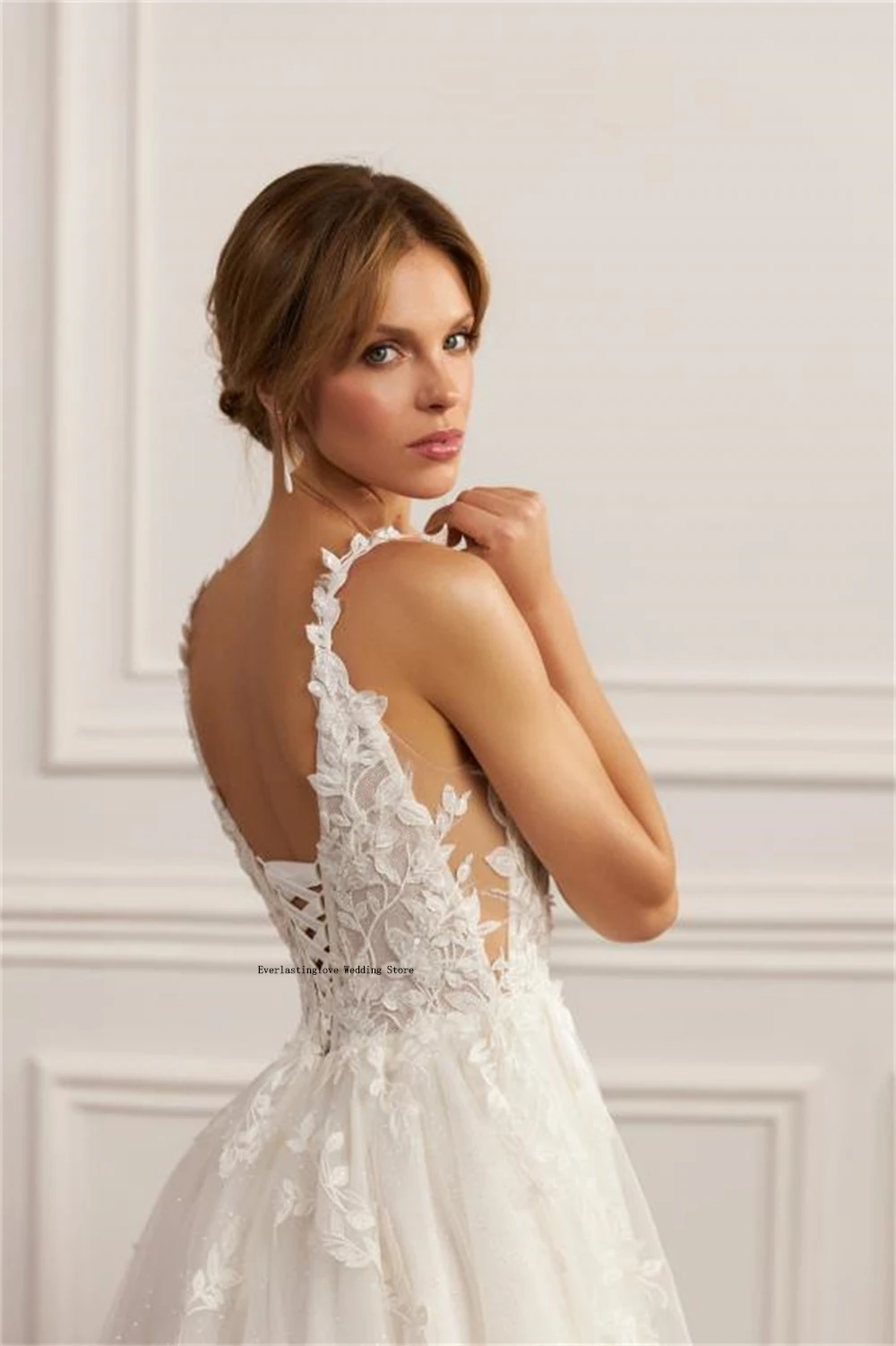 Sexy dos correas con cuello en V Apliques De encaje Boho Beach una línea vestidos De novia con abertura lateral hecho a medida 2025 Rode De Morrie