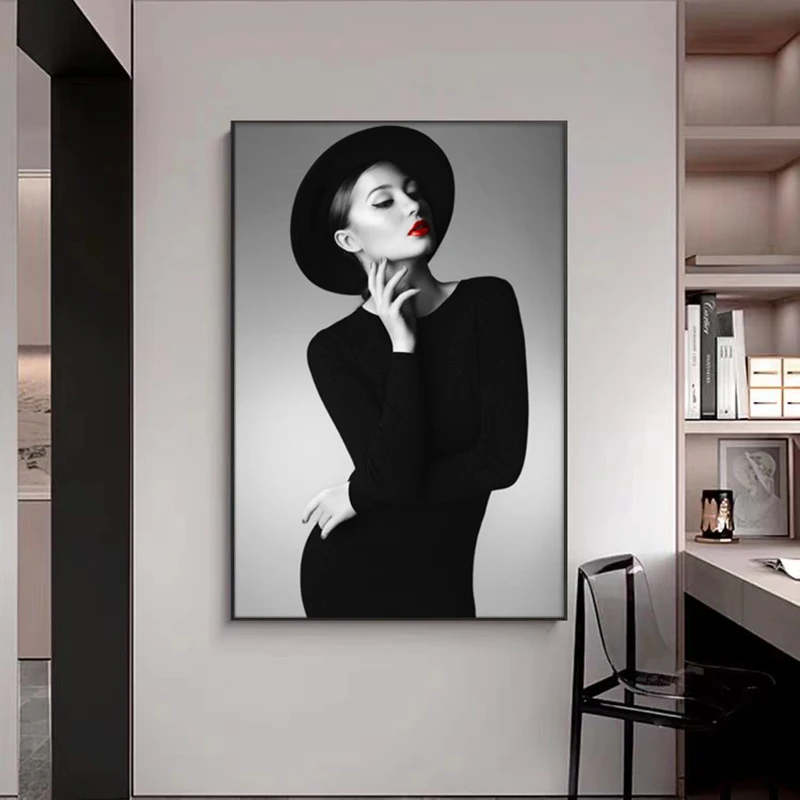 

Black And White Living Room Sofa Background Wall Light Decoration Painting Vertical Version Large-sized Bedroom Headboard LED