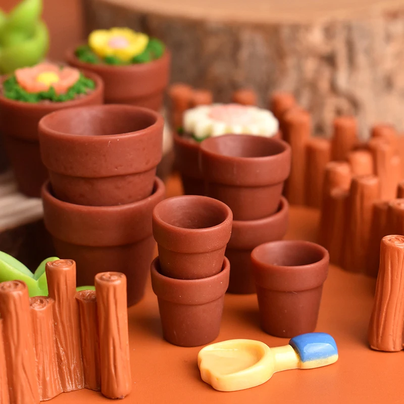 10 pçs casa de bonecas em miniatura acessórios mini vaso simulação móveis modelo brinquedos para decoração casa boneca