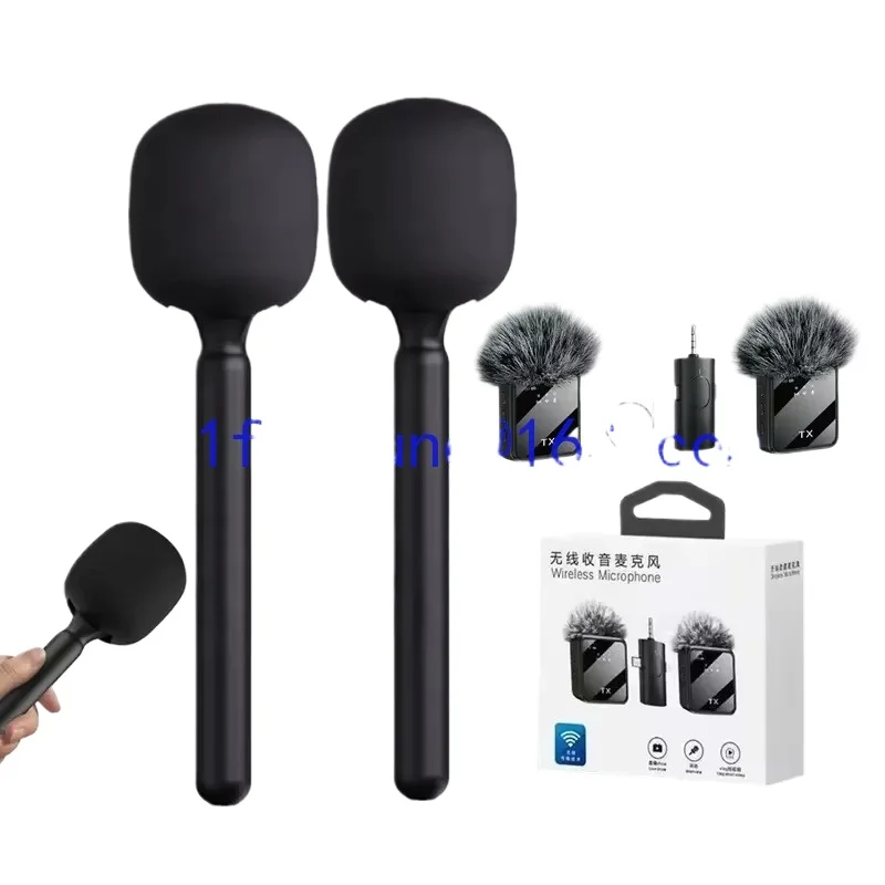 

2Mic 3 In1 Wireless Microphone Handheld Stand Stick Lapel Microphone Phone Camera Studio Video Recording Interview Microphone