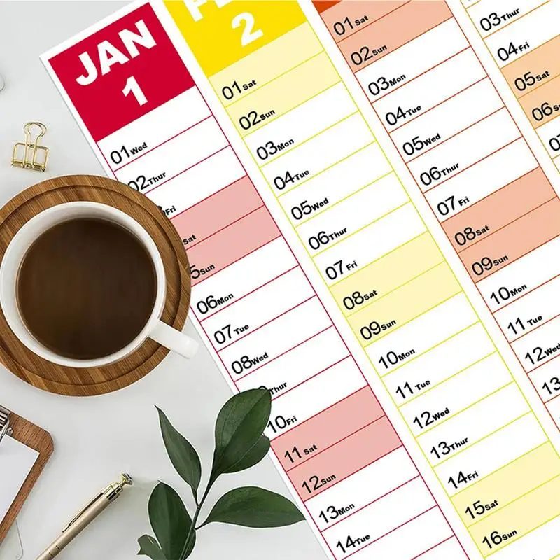 2025, kleur jaarlijkse Engelse kalender, wandkalender, creatief jaarlijks, vereenvoudig schema, planner, organisator, kalender