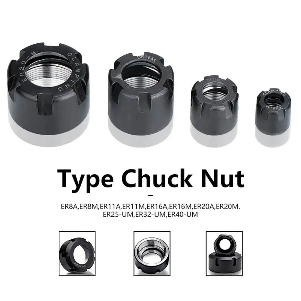 1Pcs High Precision Chuck Nut A/M/UM Type ER 11/16/20/25/32/40 Clamping Nut CNC Metalworking For CNC Lathe Milling Bit Holder