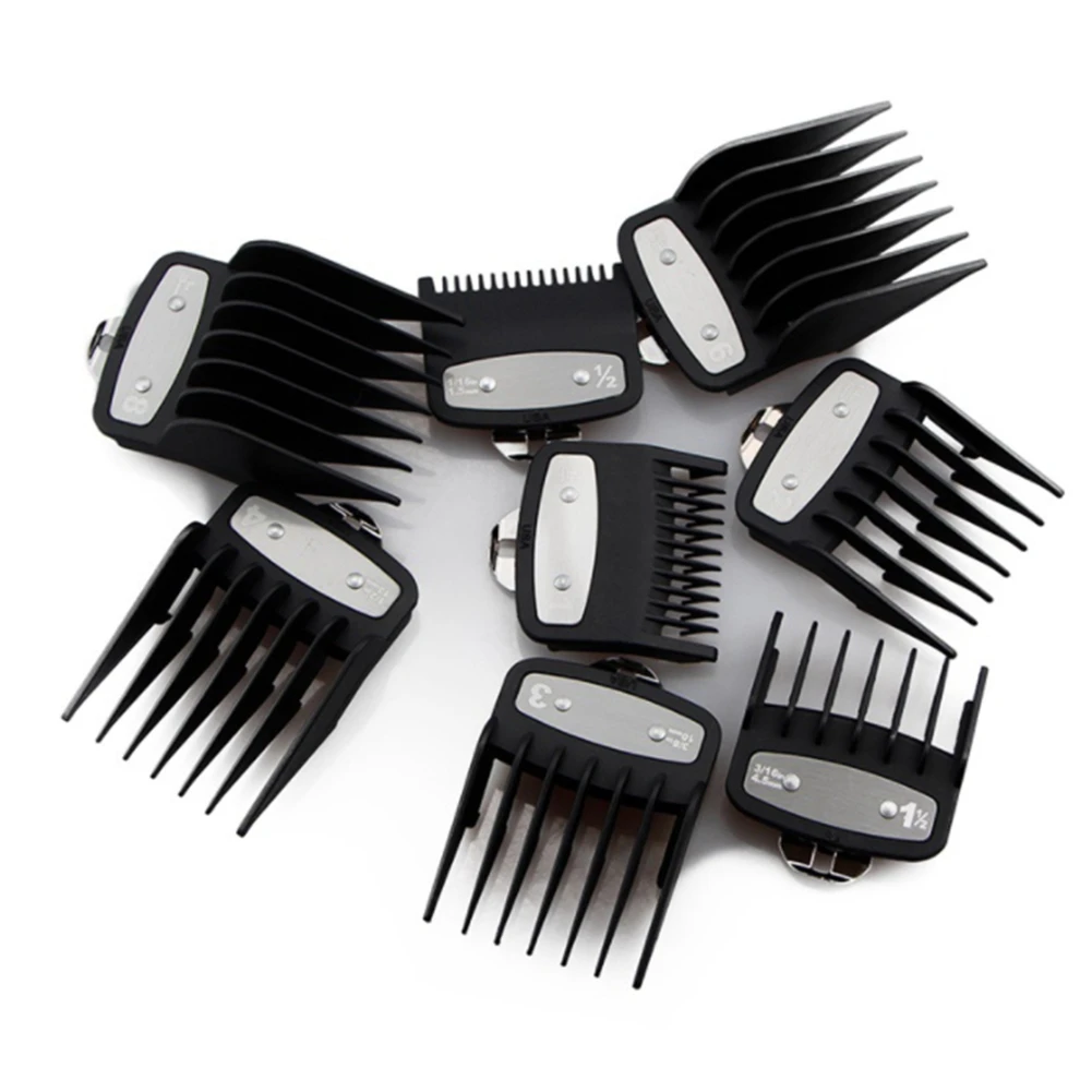 8Pcs Cutting Guide Comb for with Metal Clip 3171-500,Fits for Multiple Size Clippers Black